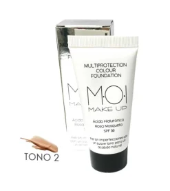 Base de maquillaje con ácido hialurónico y rosa mosqueta SPF30 Multiprotection Colour - 02>M.O.I. Skincare Discount