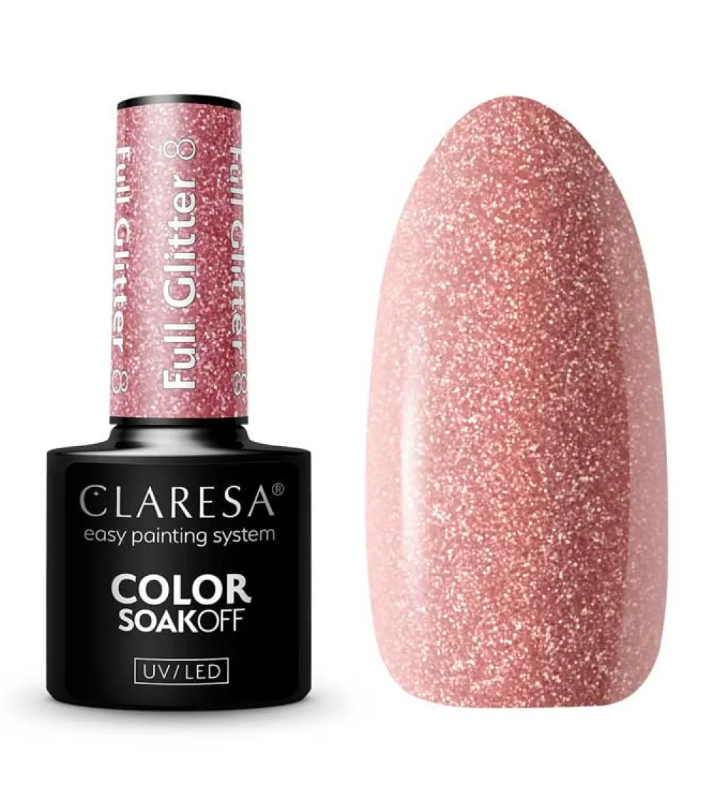 Esmalte semipermanente Soak off - 08: Full Glitter>Claresa Sale