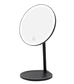 Espejo de tocador negro recargable con Iluminación LED Regulable>MQBeauty
