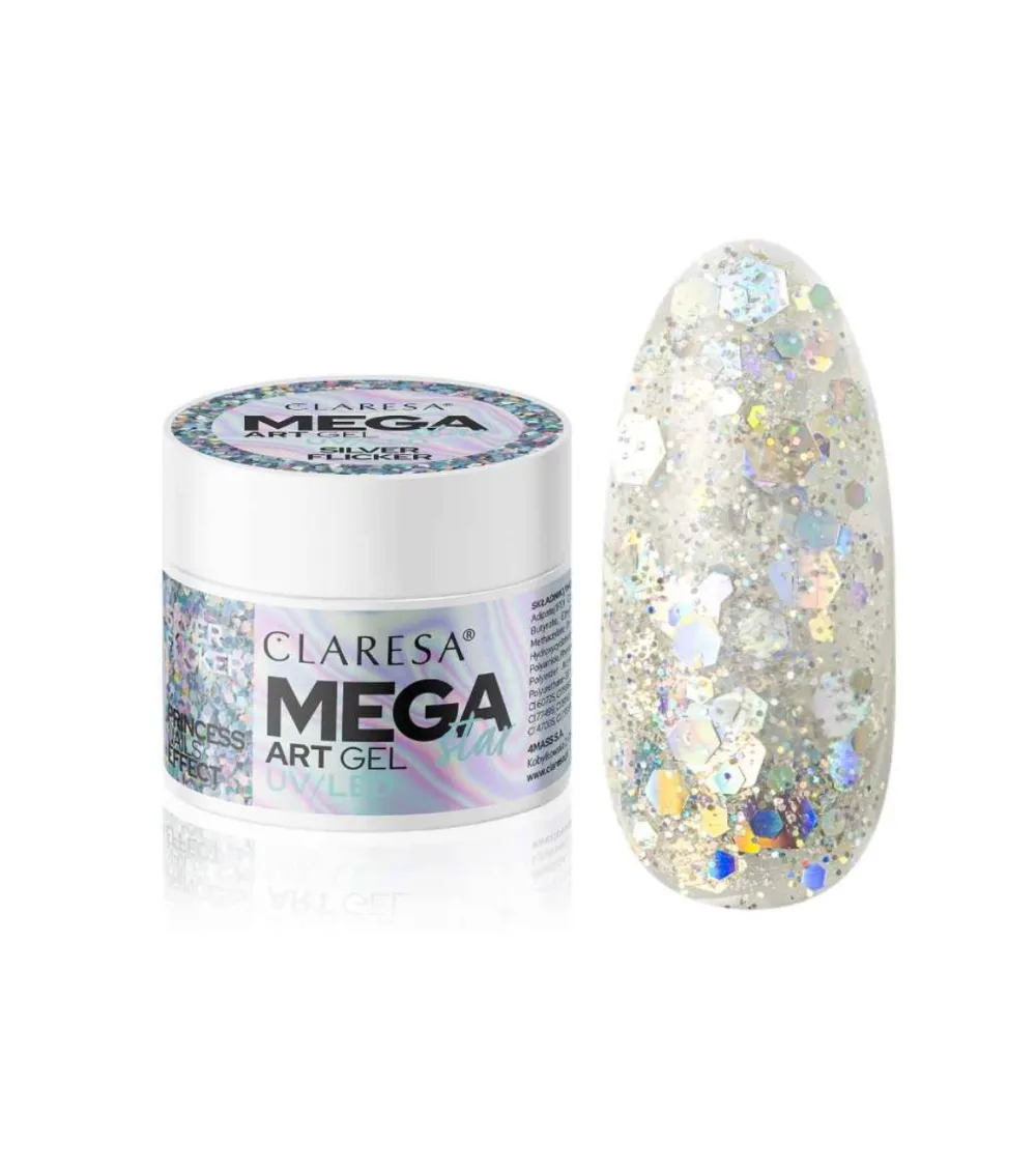 Gel de decoración de uñas Megastar - Silver Flicker>Claresa Sale