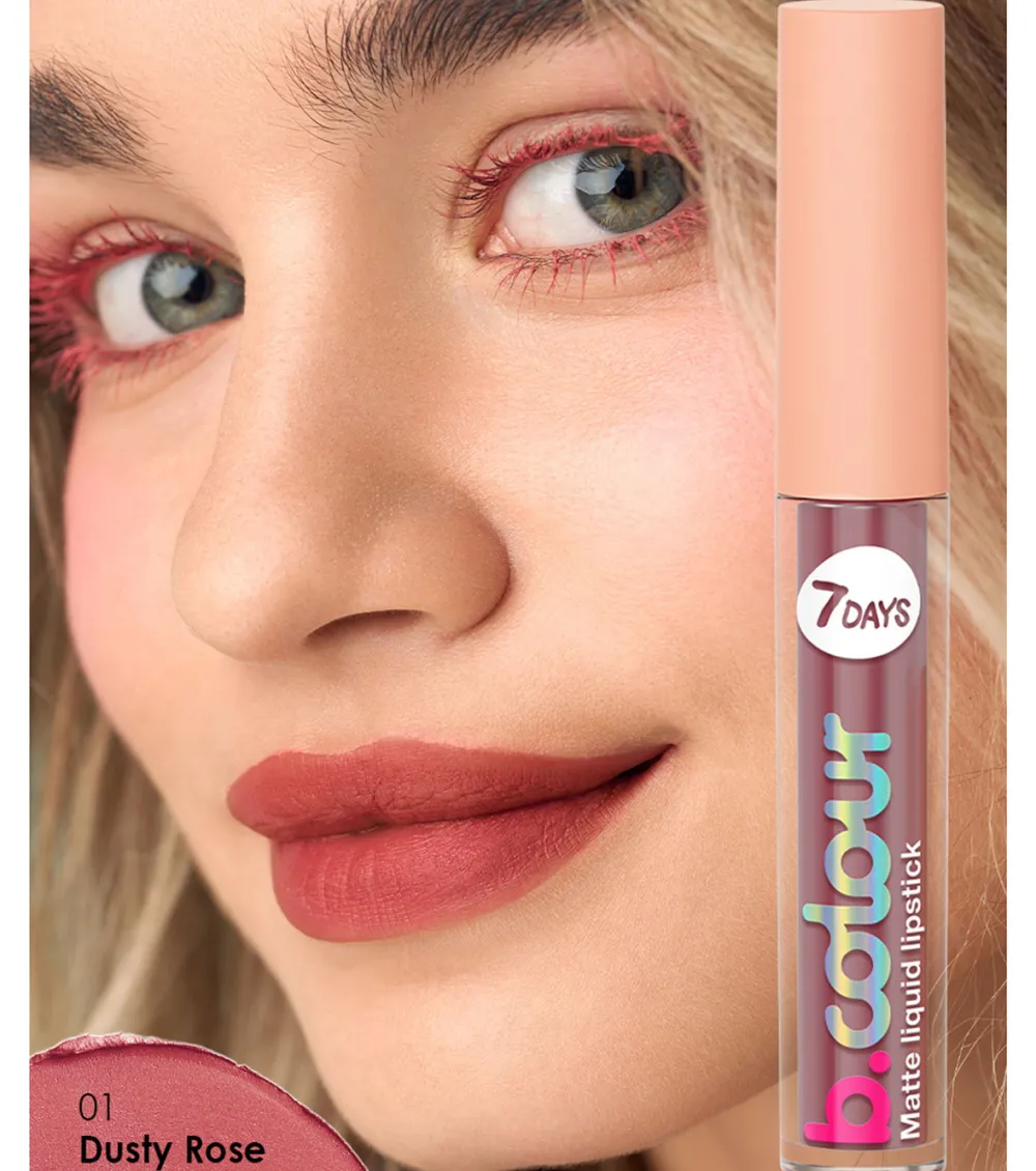 Labial líquido mate - 01: Dusty Rose>7DAYS Hot