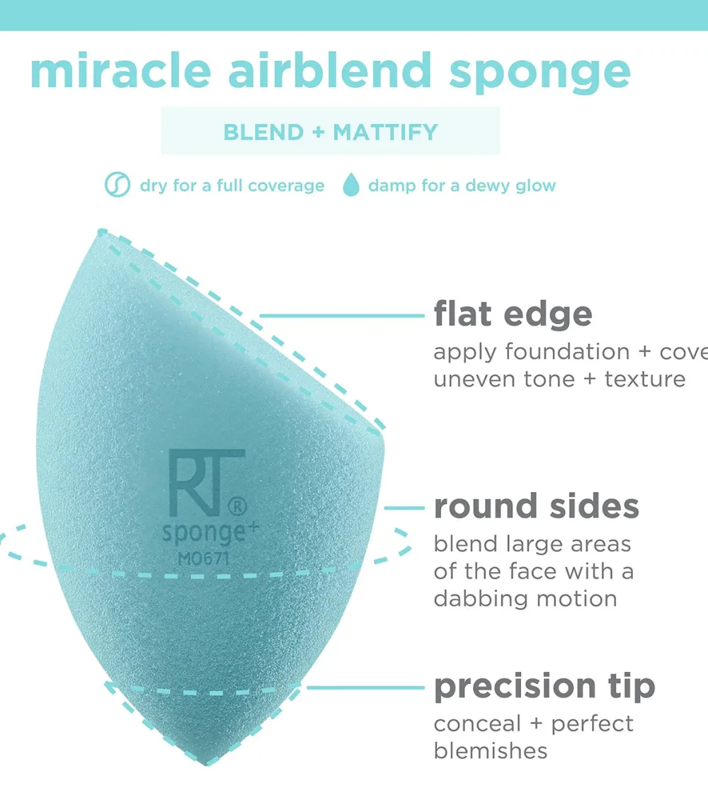 Pack de esponjas de maquillaje Miracle Airblend Sponge - Acabado mate natural>Real Techniques Online