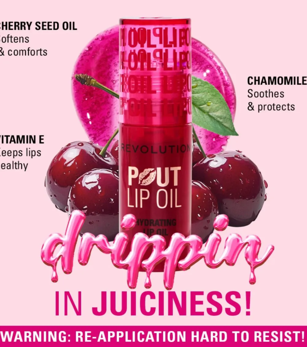 Revolution - Aceite labial Pout Lip - Cherry Red>Makeup Revolution Clearance