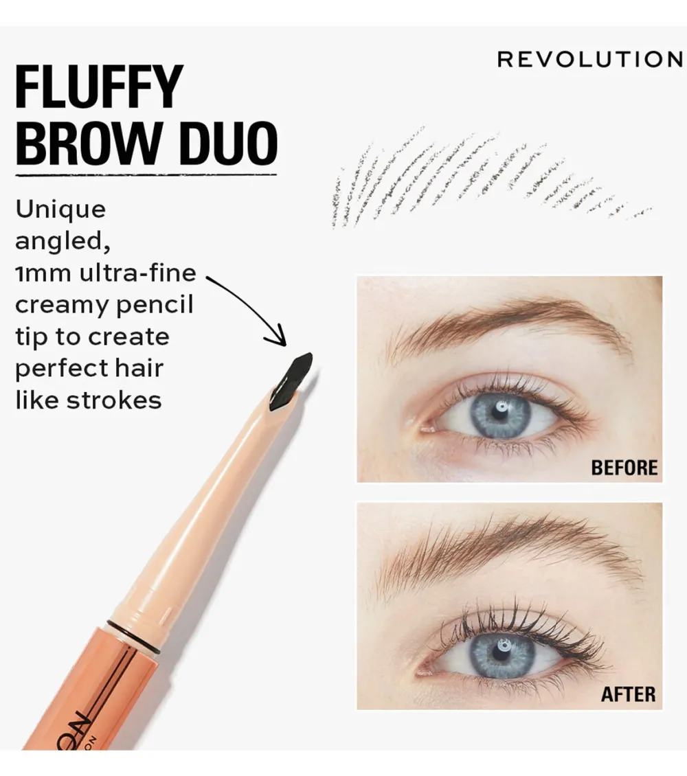 Revolution - Lápiz de cejas Fluffy Brow Filter Duo - Granite>Makeup Revolution