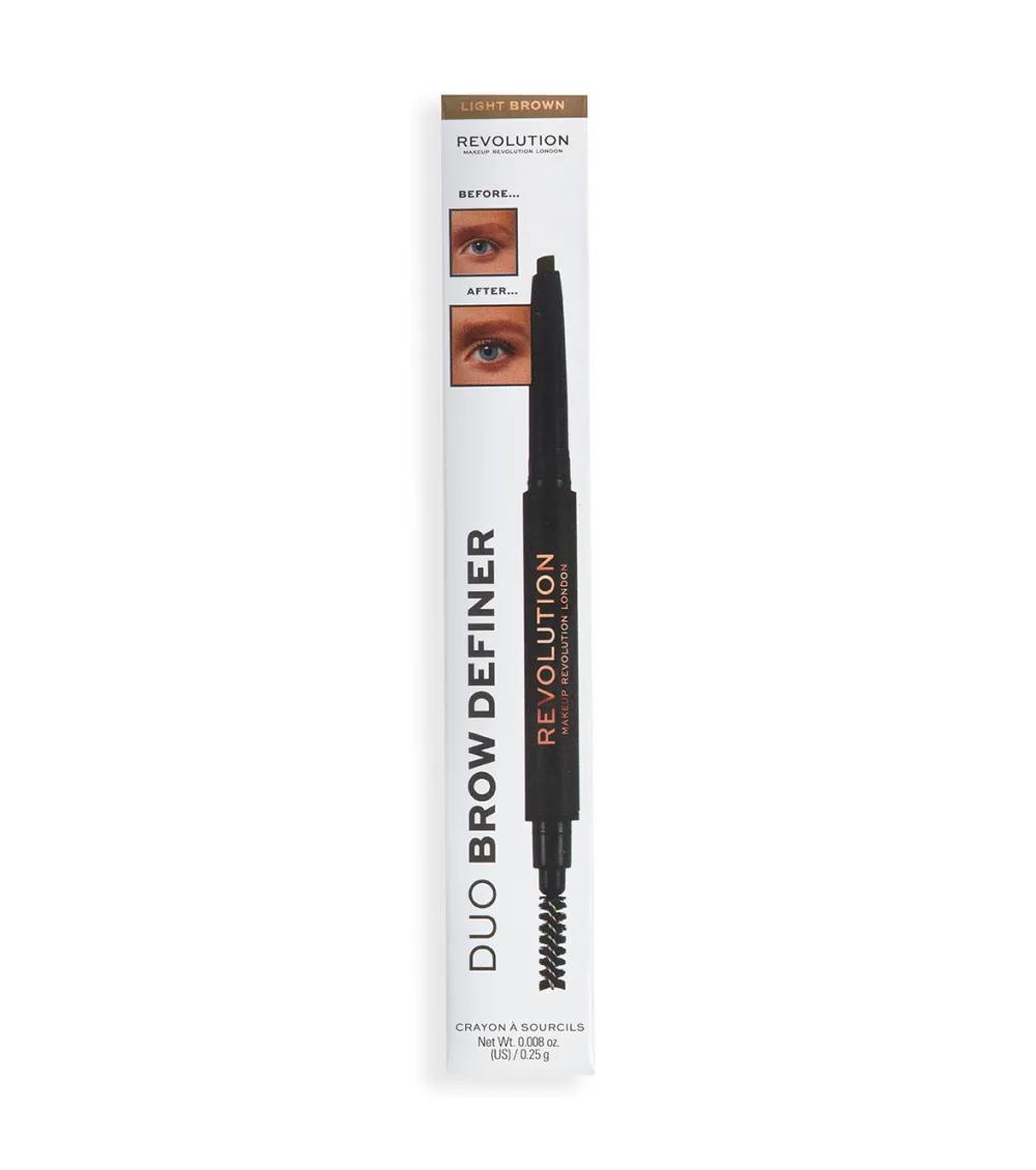 Revolution - Lápiz para cejas Duo Brow Definer - Light Brown>Makeup Revolution Outlet