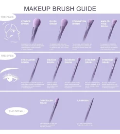 Set de brochas (11 piezas) - Ecopro Bamboo - Mist Purple><noscript><img width=