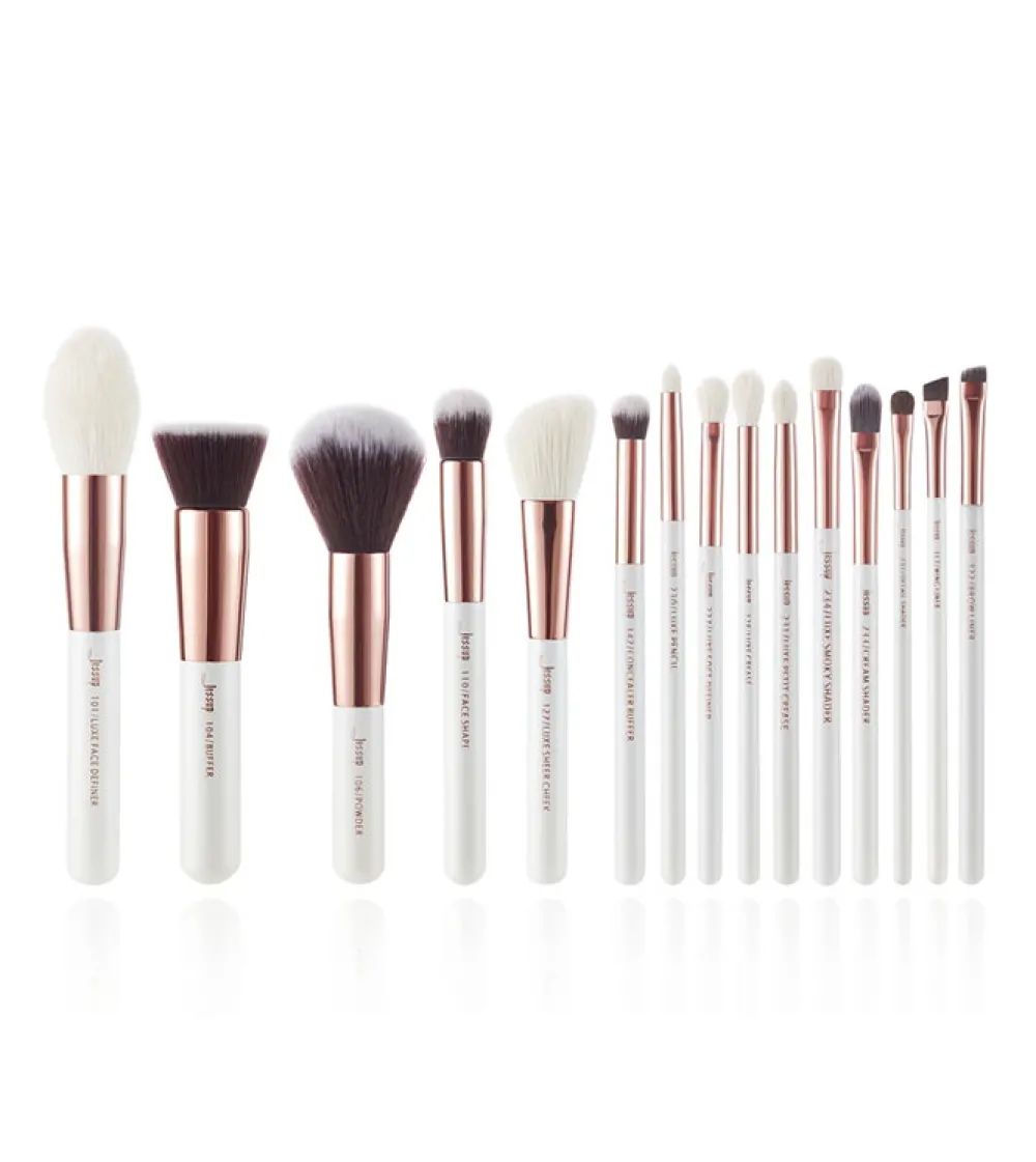 Set de brochas 15 piezas - T220: White/Rose Gold>Jessup Beauty Outlet
