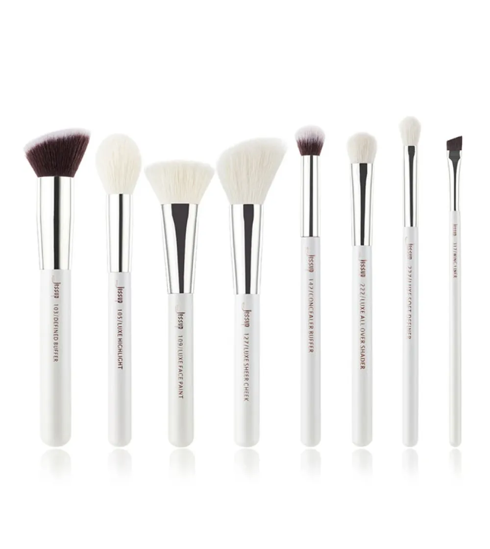 Set de brochas 8 piezas - T239: White/Silver>Jessup Beauty Outlet