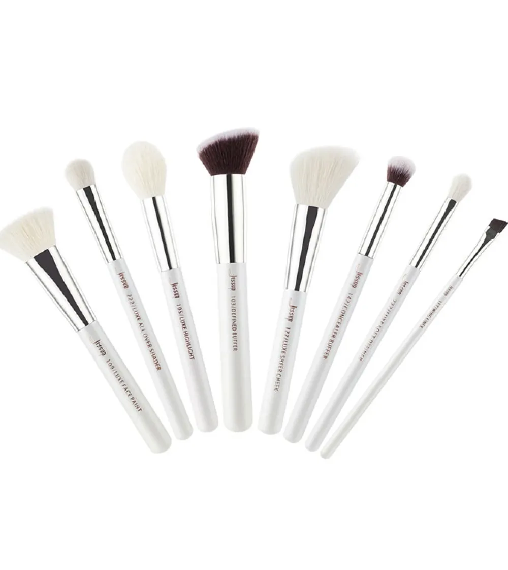 Set de brochas 8 piezas - T239: White/Silver>Jessup Beauty Outlet