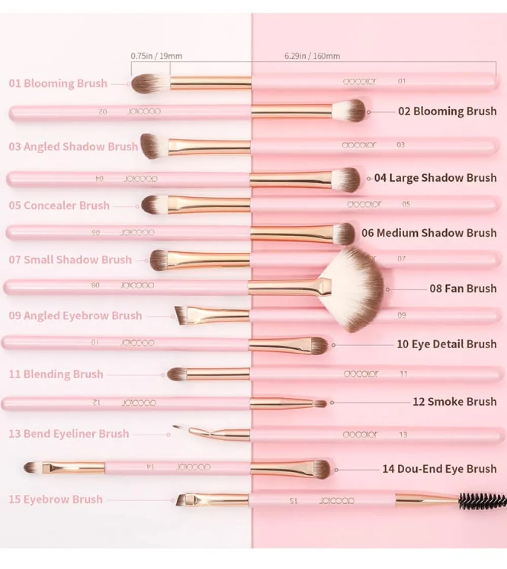 Set de pinceles para ojos Soft Pink Pro (15 piezas)>Docolor