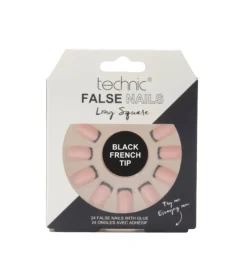 Uñas postizas False Nails Long Square - Black French Tip>Technic Cosmetics Hot