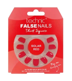 Uñas postizas False Nails Short Square - Solar Red>Technic Cosmetics Clearance